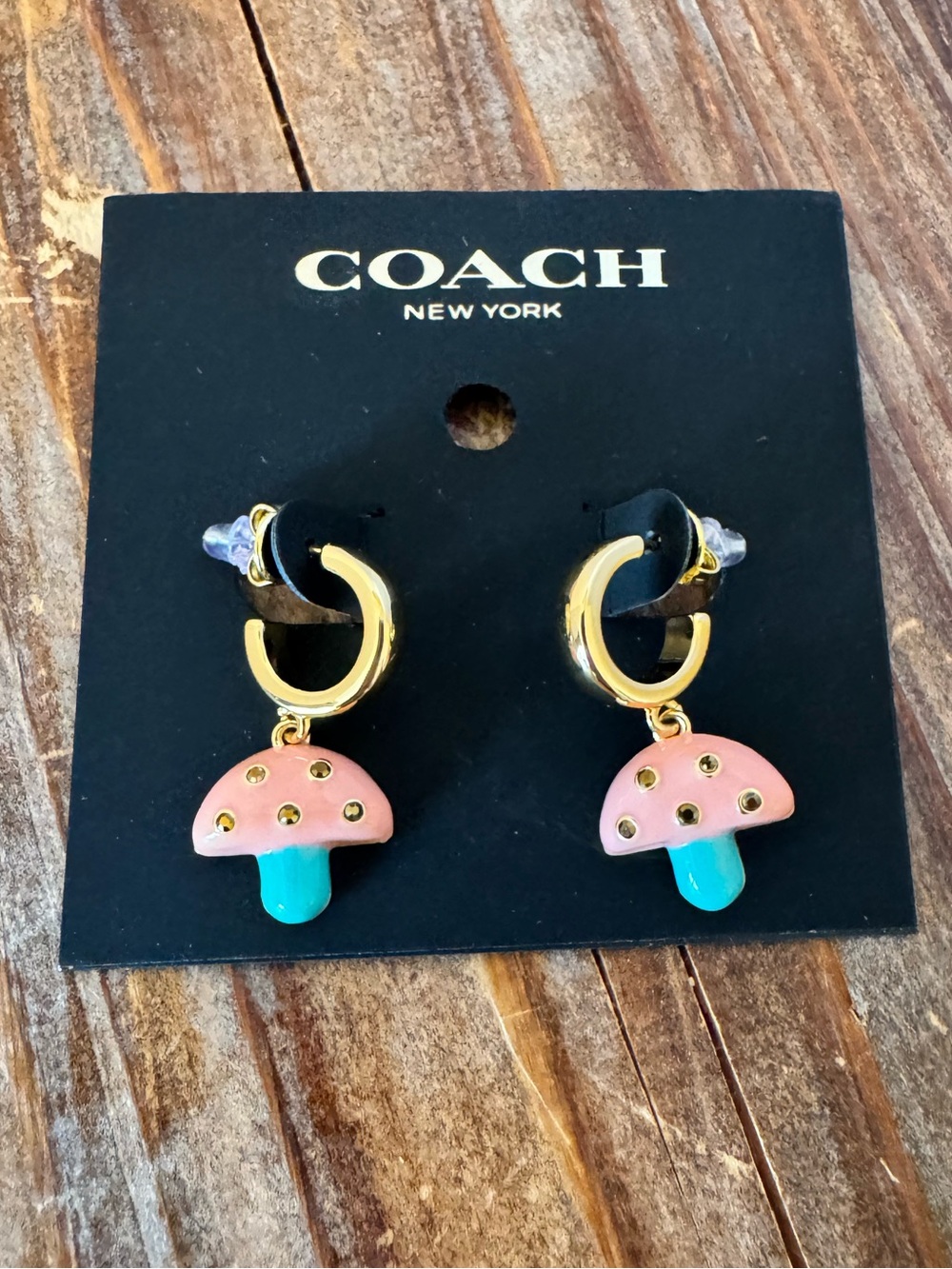 NEW 🍄 COACH Mushroom Huggie Earrings 🍄 - Picture 1 of 6